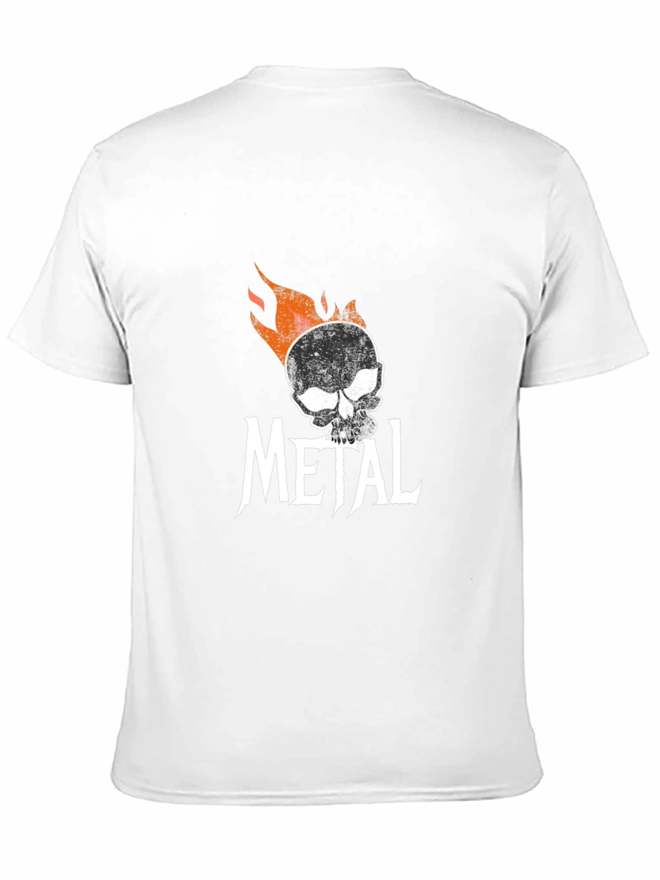 Flaming Skull Metal Graphic T-Shirt - Black Cotton Tee