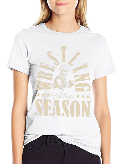 Wrestling is My Favorite Season Skeleton T-Shirt