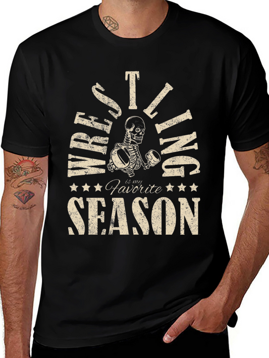 Wrestling is My Favorite Season Skeleton T-Shirt