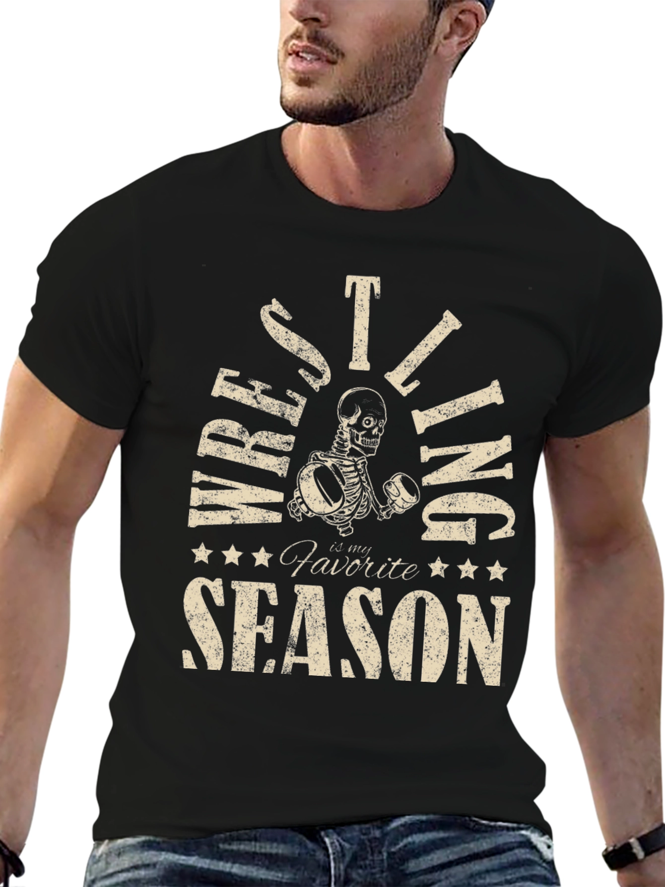 Wrestling is My Favorite Season Skeleton T-Shirt