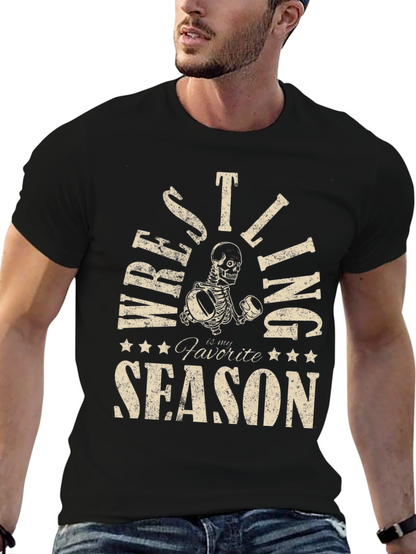 Wrestling is My Favorite Season Skeleton T-Shirt