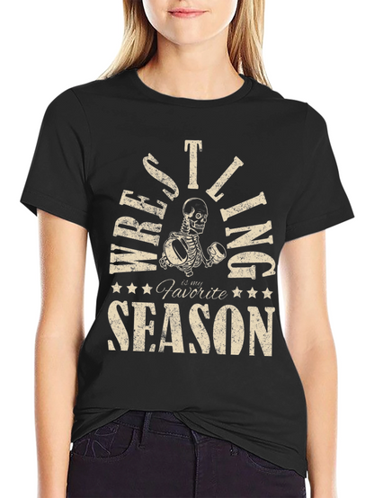 Wrestling is My Favorite Season Skeleton T-Shirt