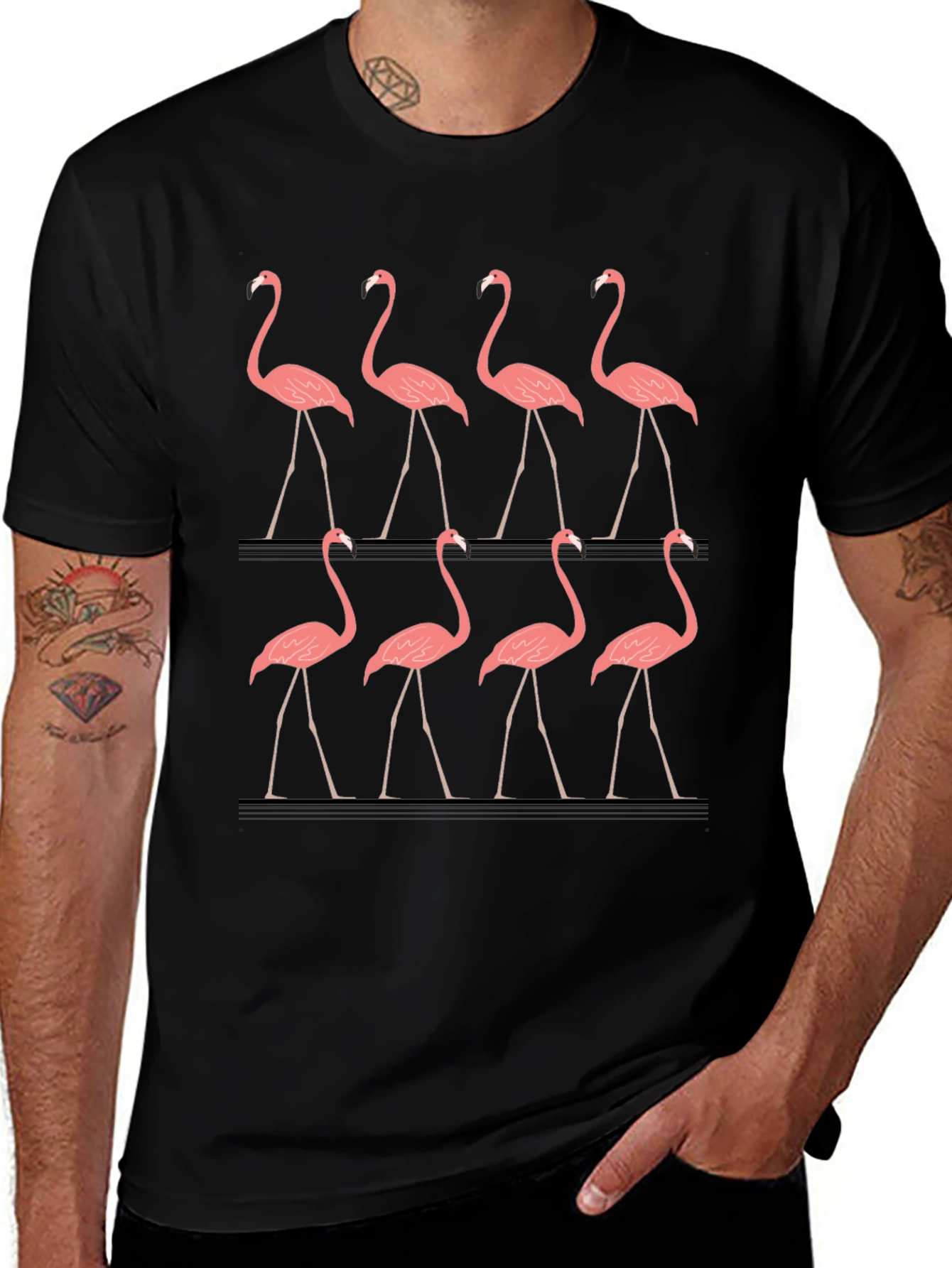 Flamingo Graphic Tee - Mens Black T-Shirt