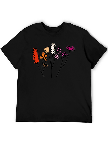 Floral Lesbian Pride T-Shirt - Black Cotton Tee