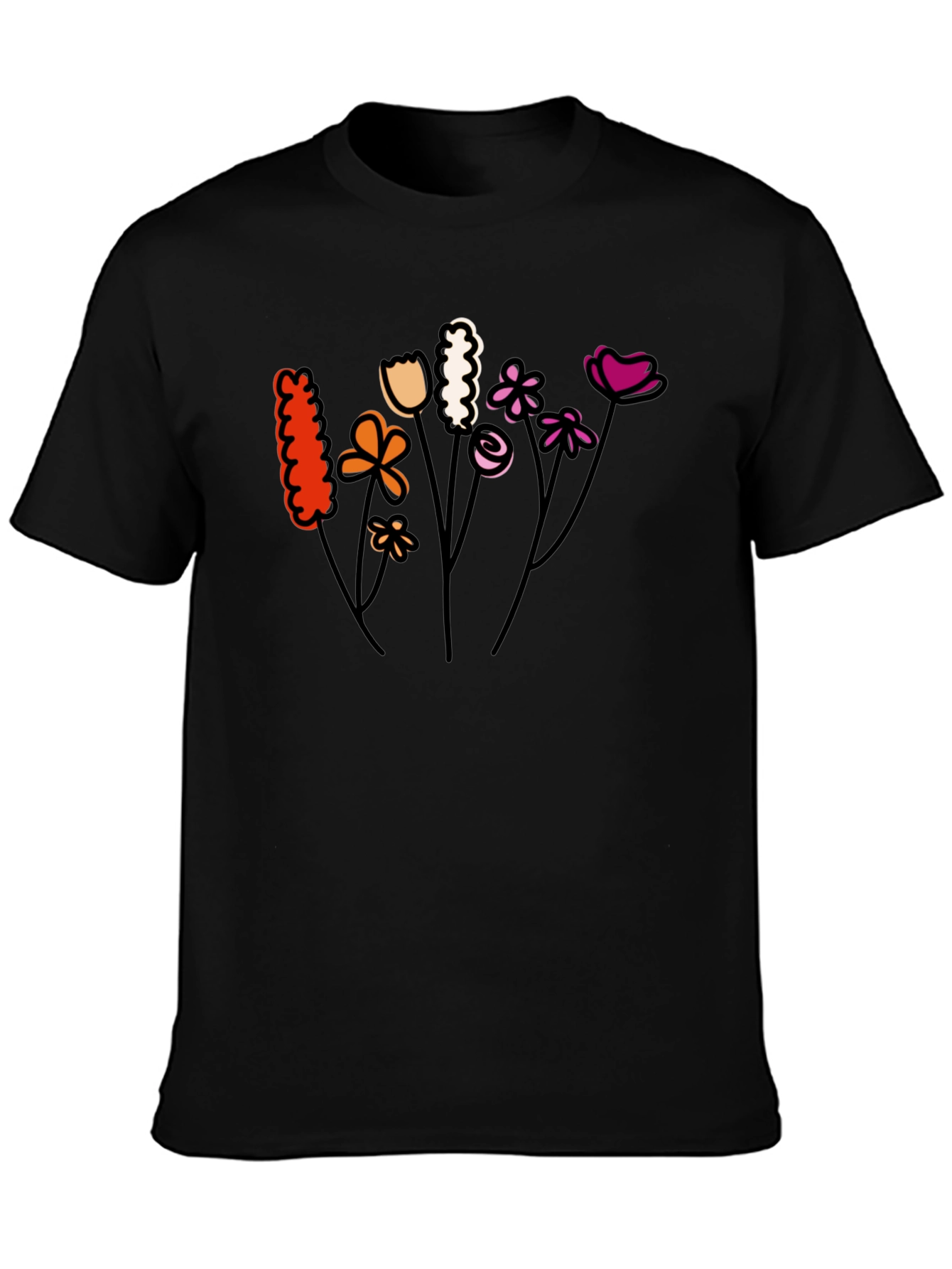 Floral Lesbian Pride T-Shirt - Black Cotton Tee