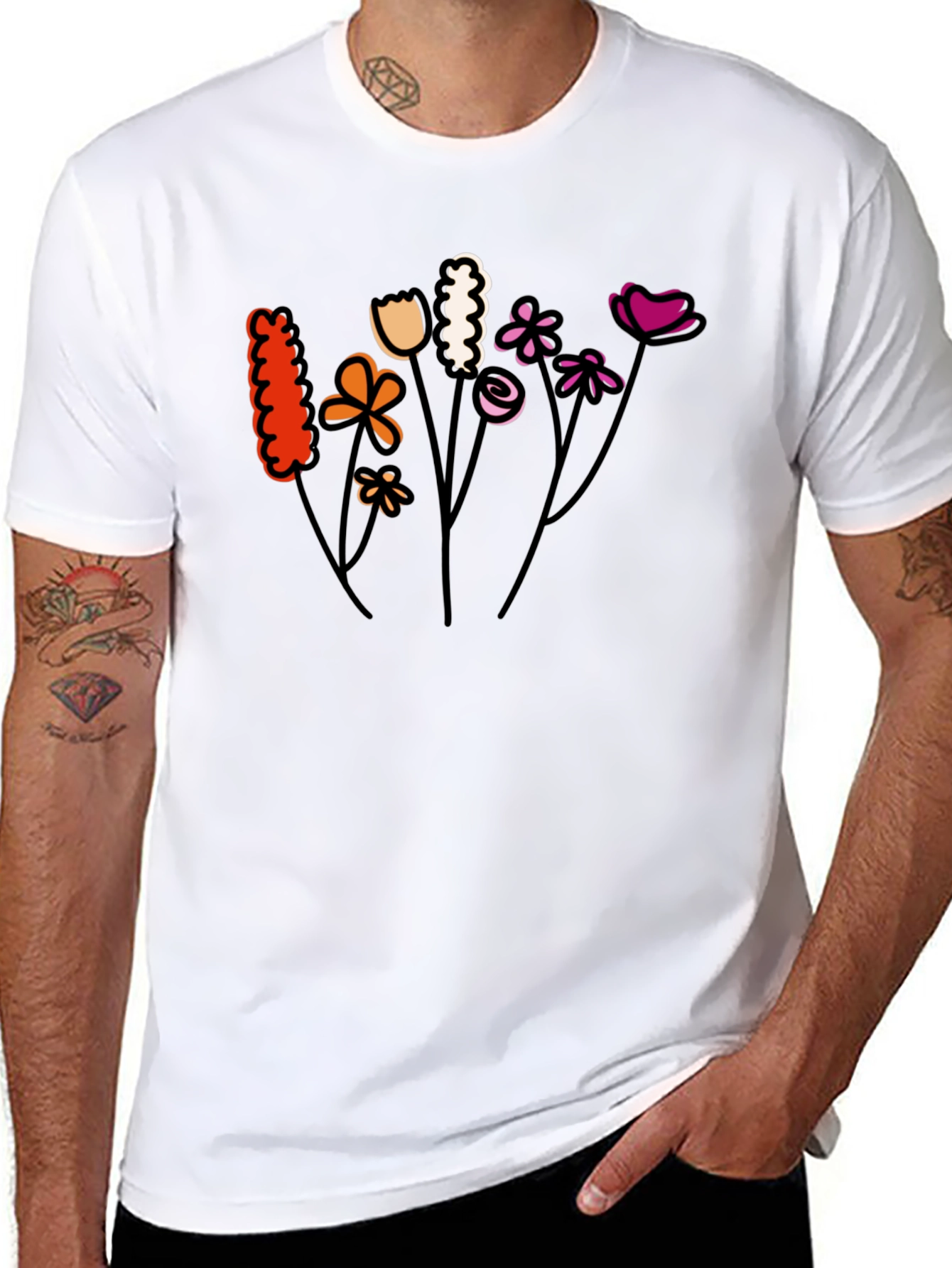 Floral Lesbian Pride T-Shirt - Black Cotton Tee