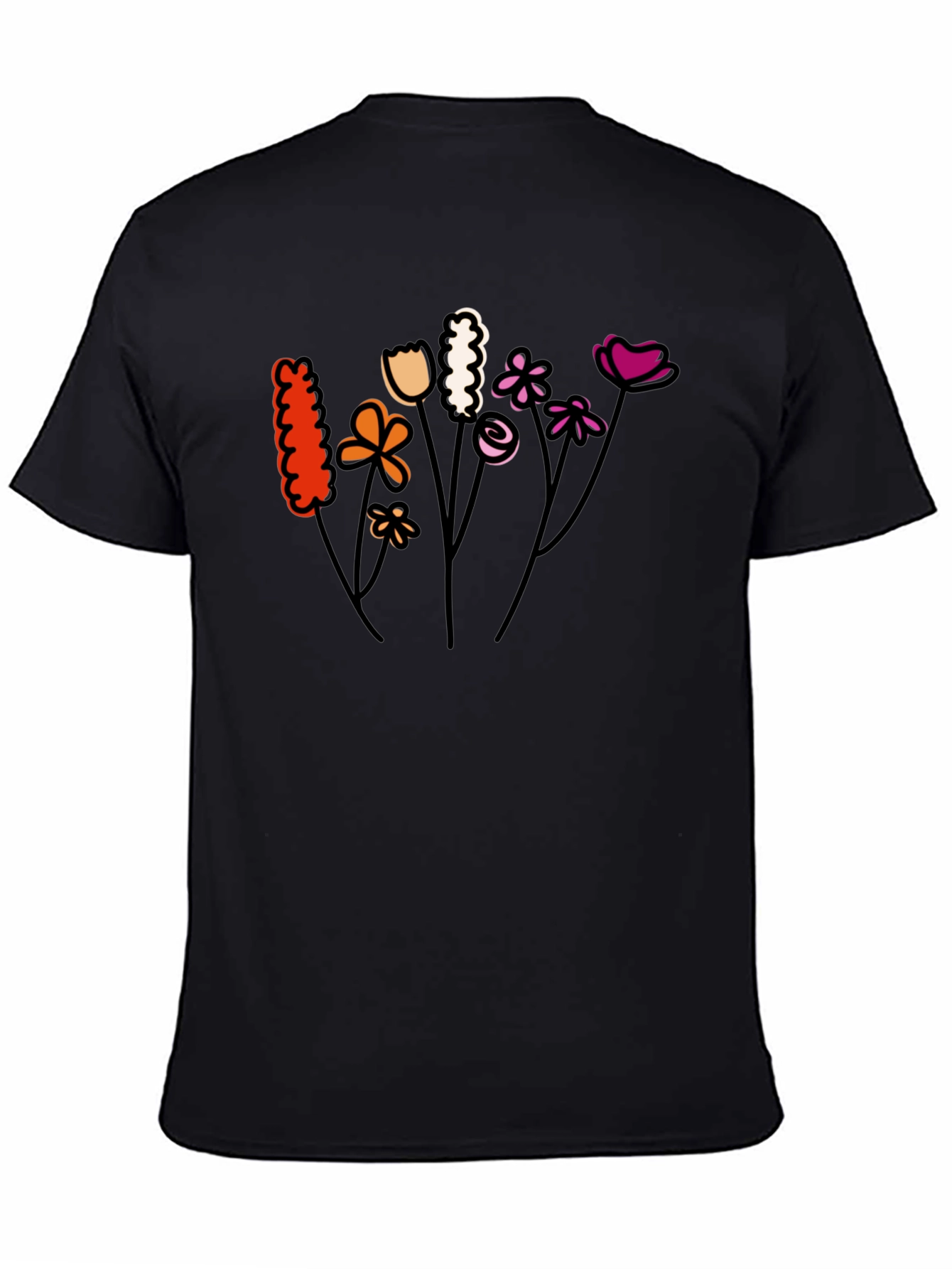 Floral Lesbian Pride T-Shirt - Black Cotton Tee