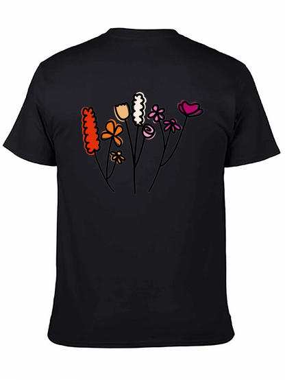 Floral Lesbian Pride T-Shirt - Black Cotton Tee