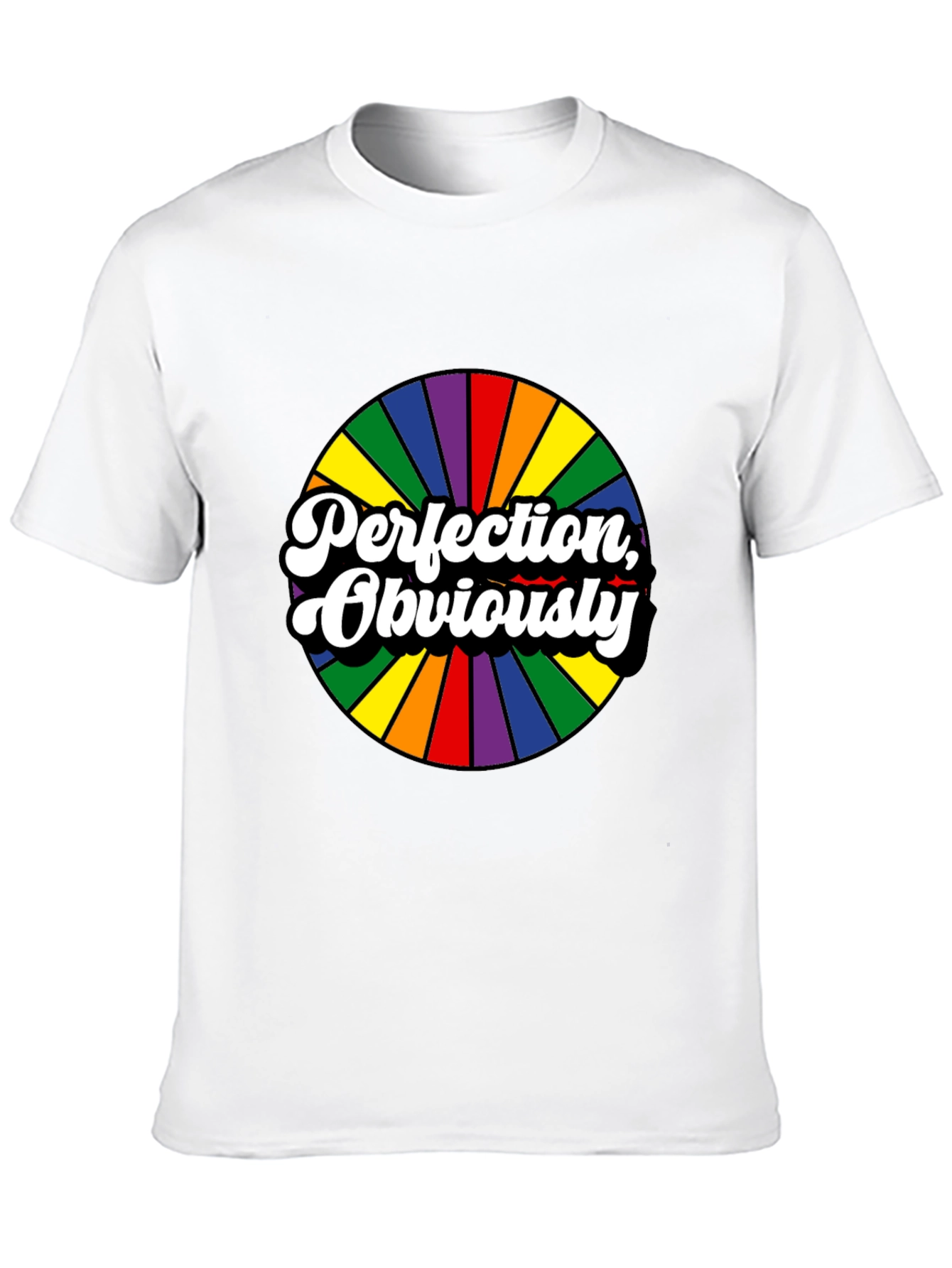 Perfection Obviously Rainbow Circle Black Tee