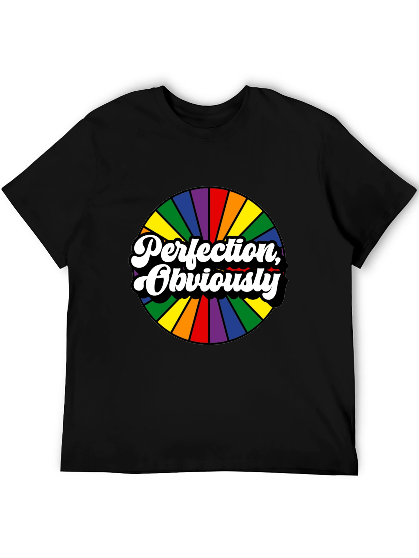 Perfection Obviously Rainbow Circle Black Tee