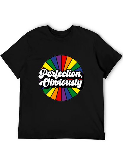 Perfection Obviously Rainbow Circle Black Tee