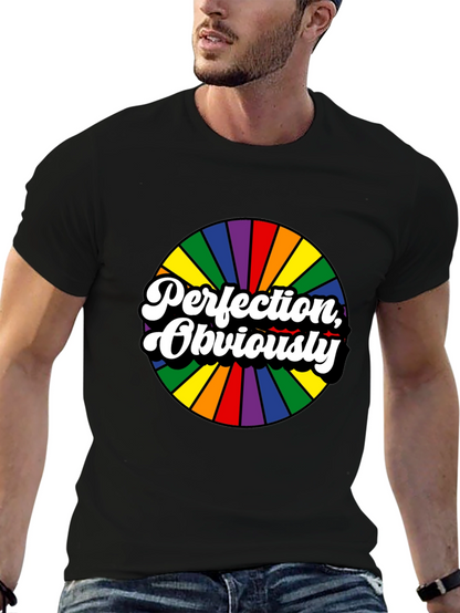 Perfection Obviously Rainbow Circle Black Tee