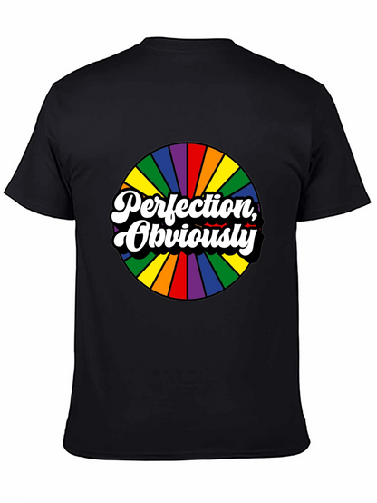 Perfection Obviously Rainbow Circle Black Tee