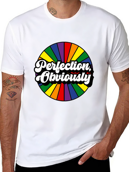 Perfection Obviously Rainbow Circle Black Tee