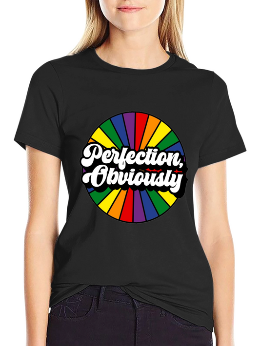 Perfection Obviously Rainbow Circle Black Tee
