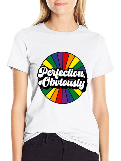 Perfection Obviously Rainbow Circle Black Tee
