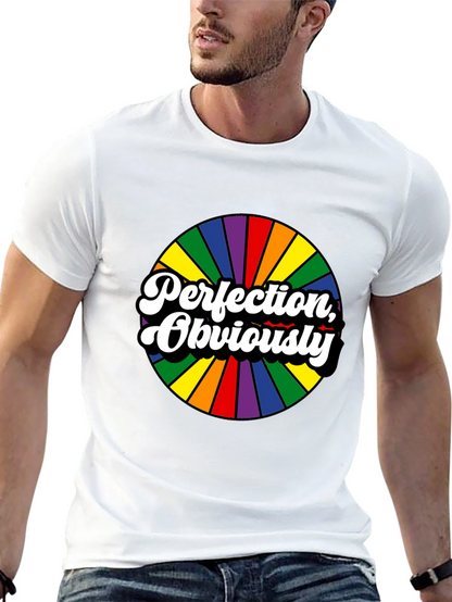 Perfection Obviously Rainbow Circle Black Tee