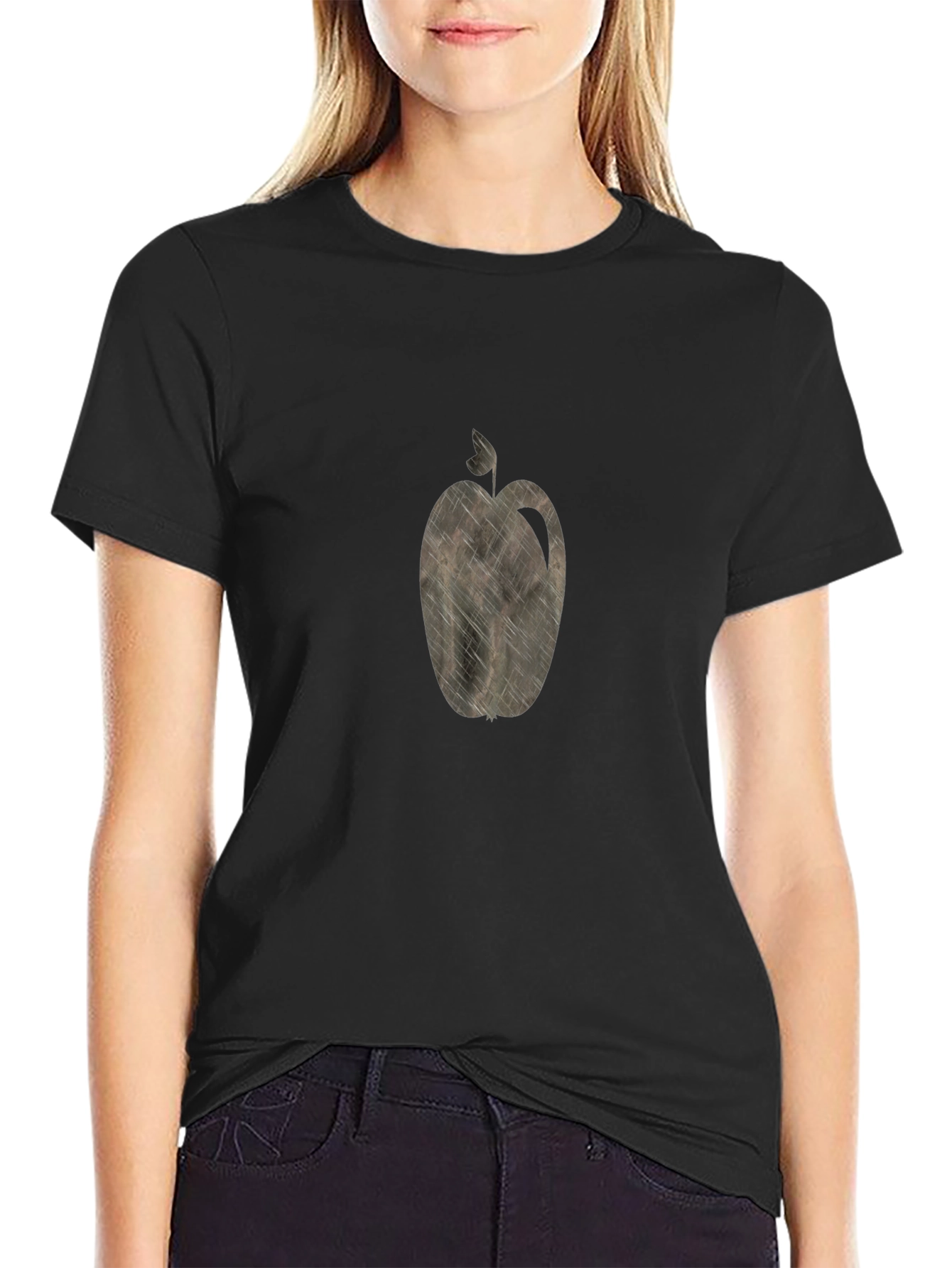 Apple Graphic Print Black T-Shirt