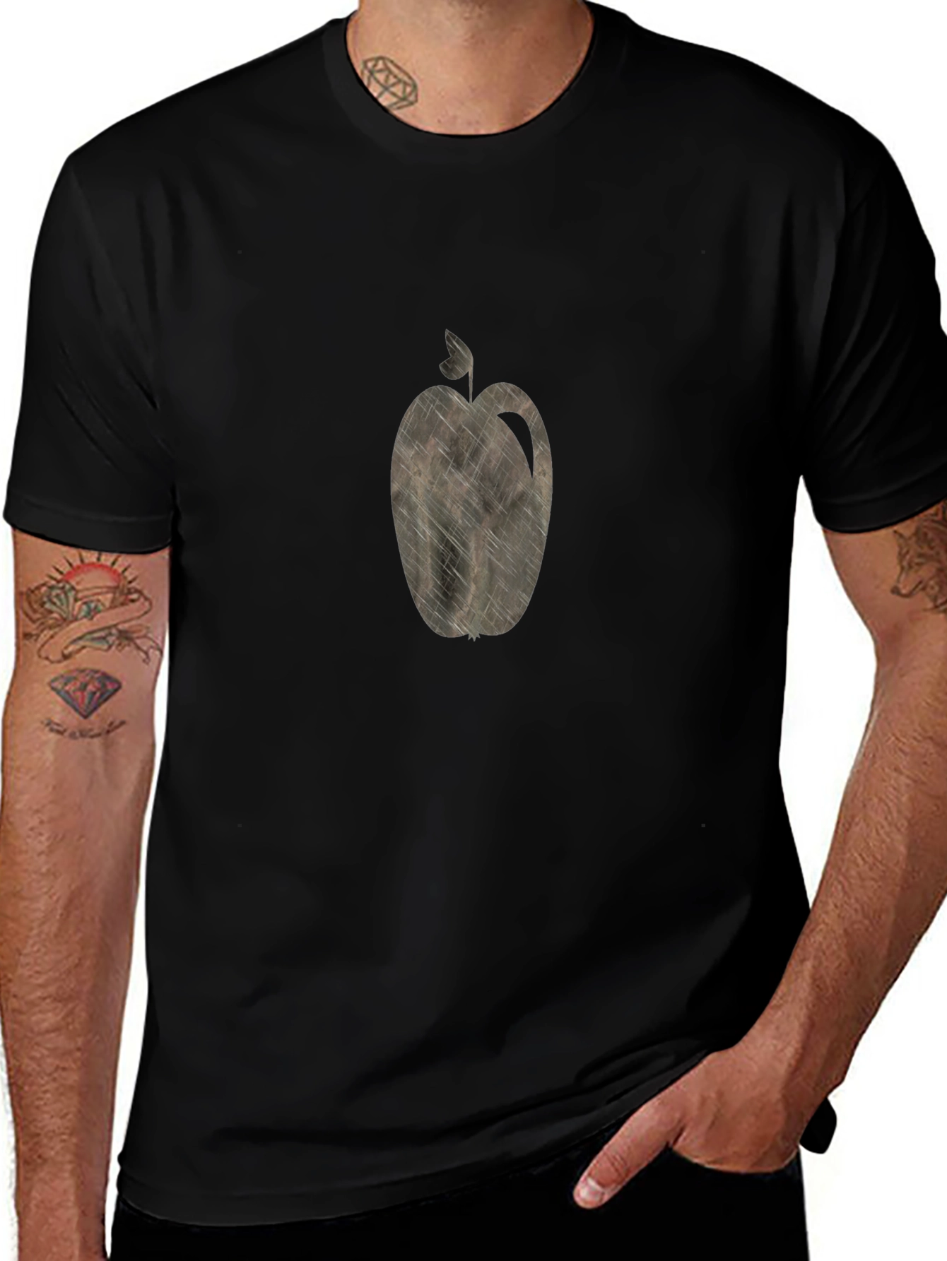 Apple Graphic Print Black T-Shirt