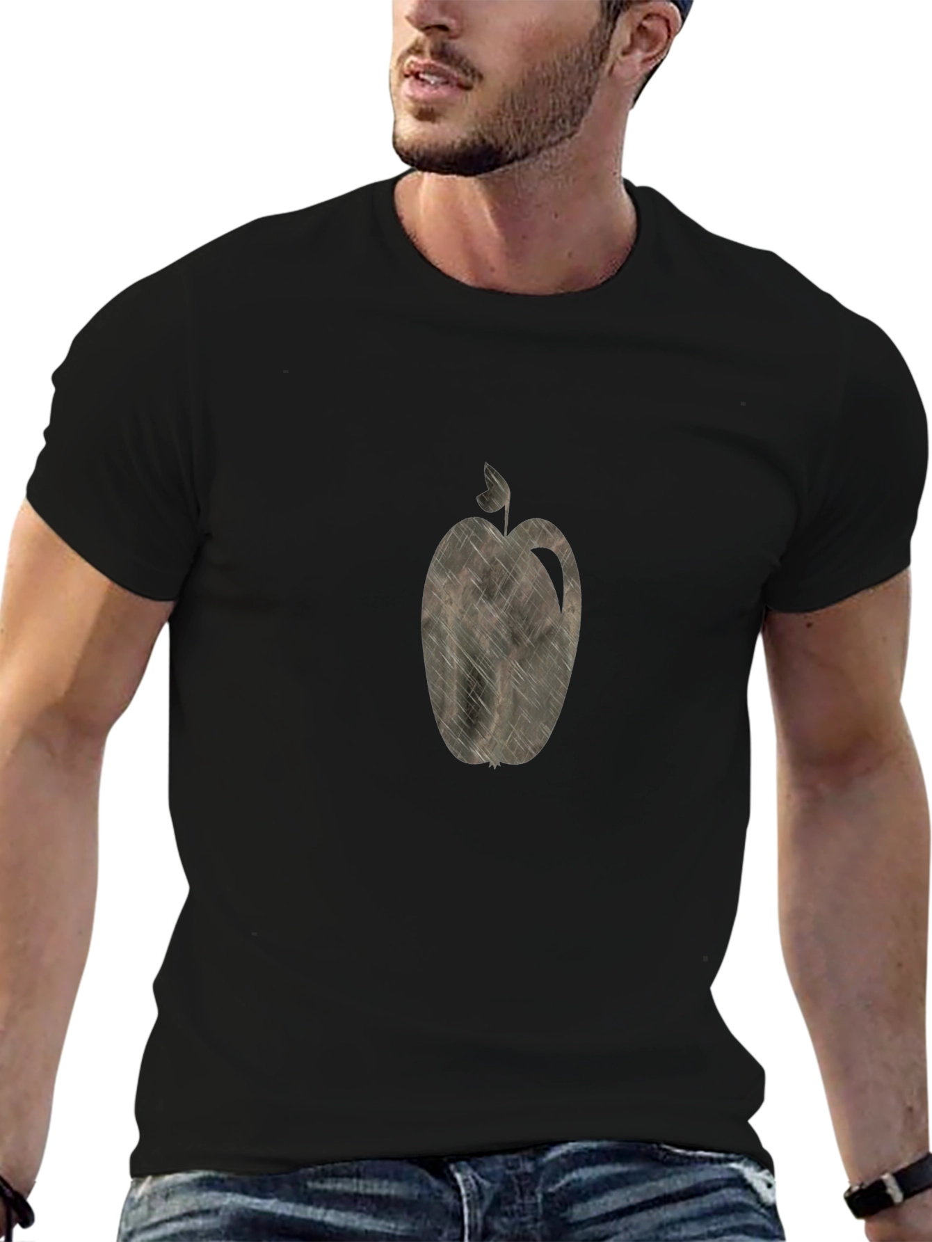 Apple Graphic Print Black T-Shirt