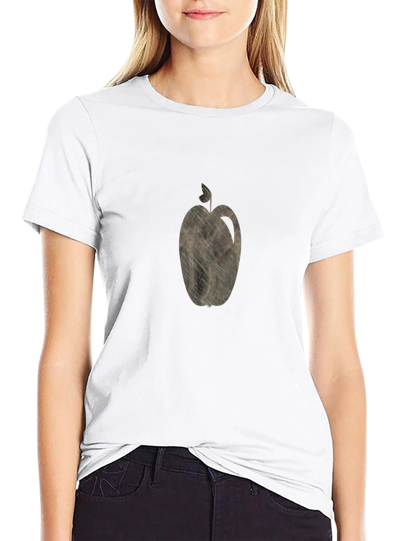 Apple Graphic Print Black T-Shirt