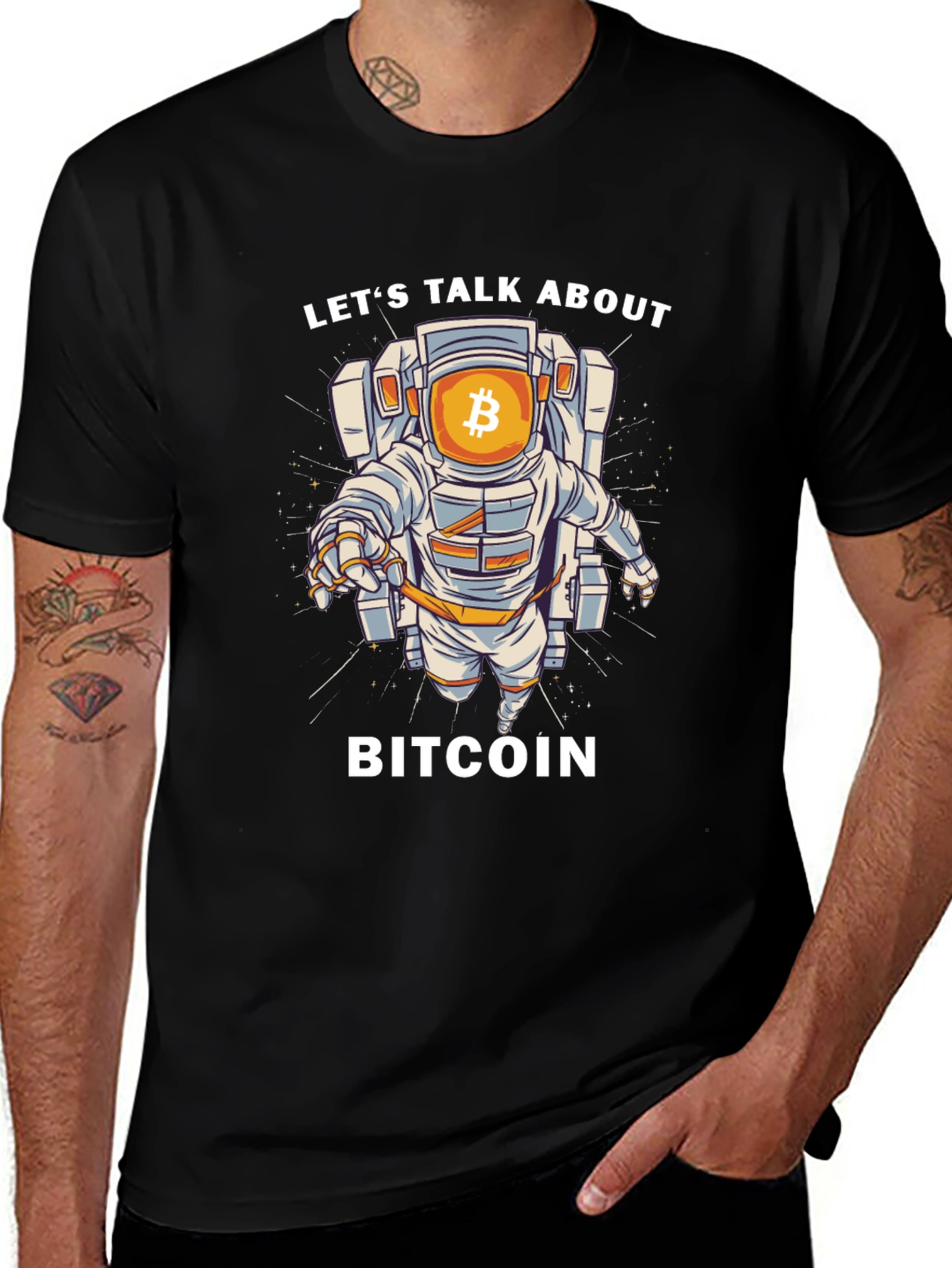 Bitcoin Astronaut Graphic T-Shirt - Crypto Space Tee