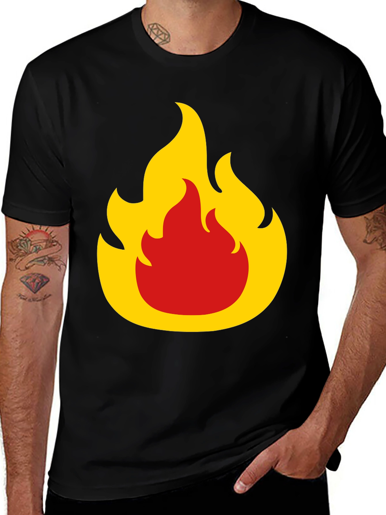 Flame Graphic Tee - Bold Black T-Shirt