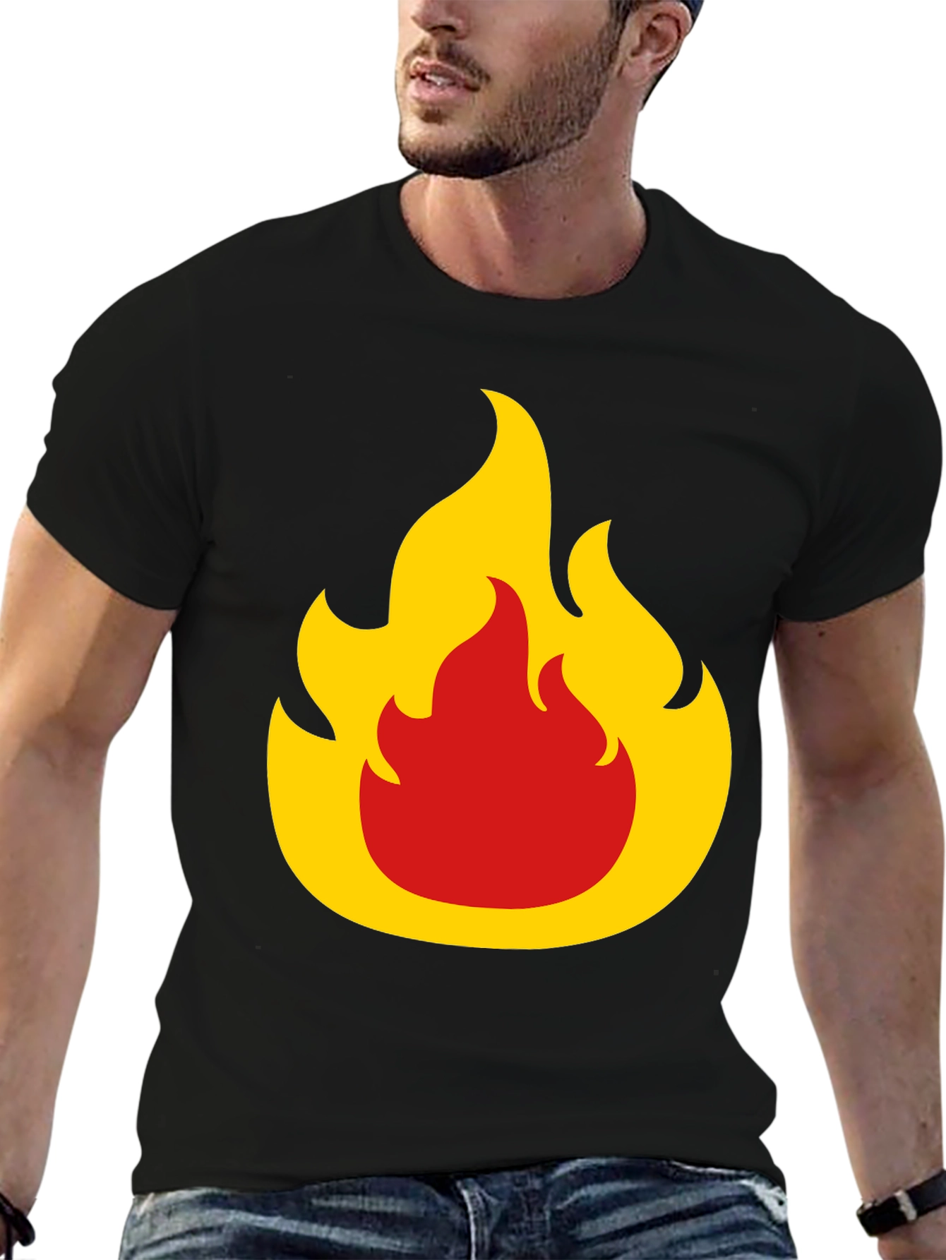 Flame Graphic Tee - Bold Black T-Shirt