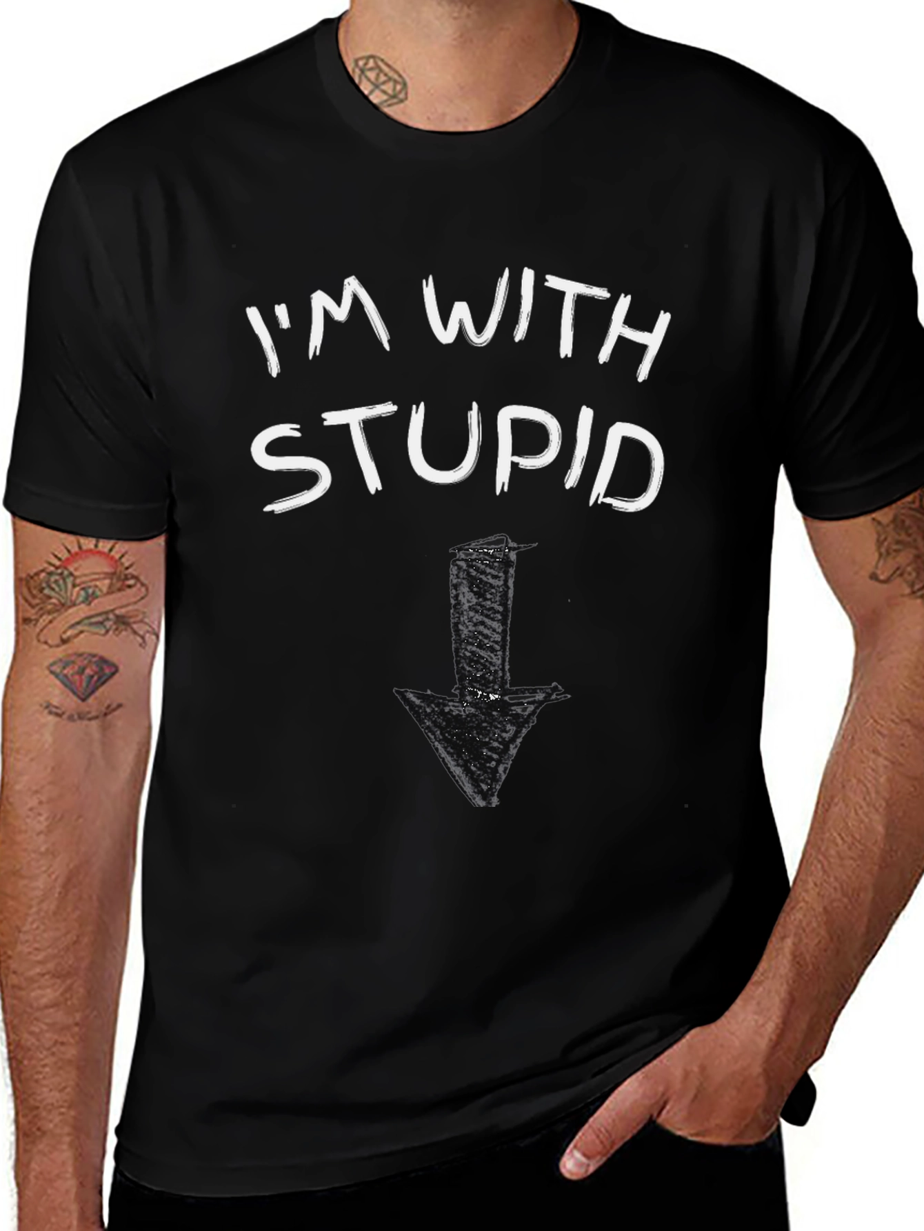 Im With Stupid T-Shirt Funny Arrow Pointing Down