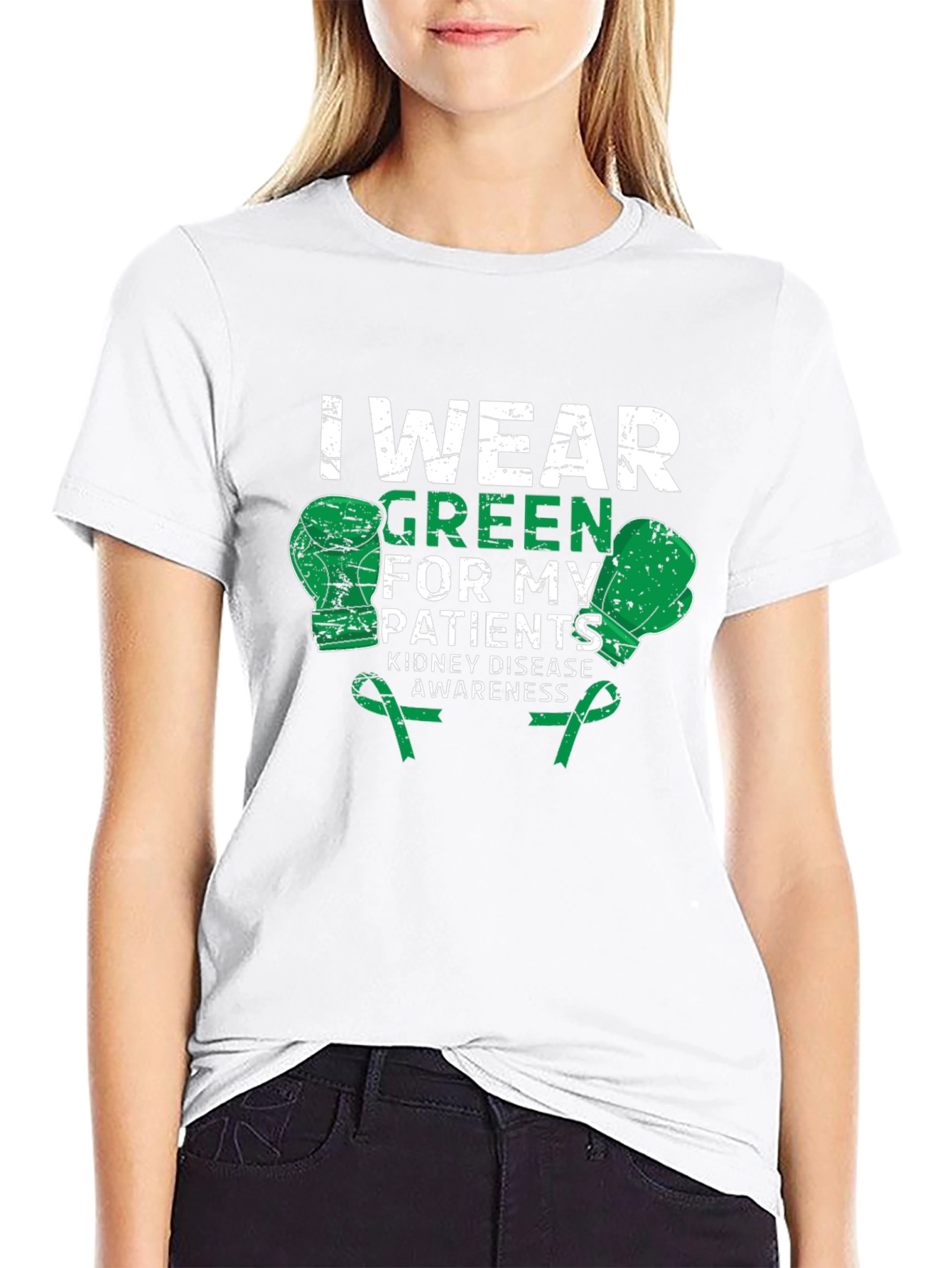 Kidney Disease Awareness Green Boxing Gloves T-Shirt
