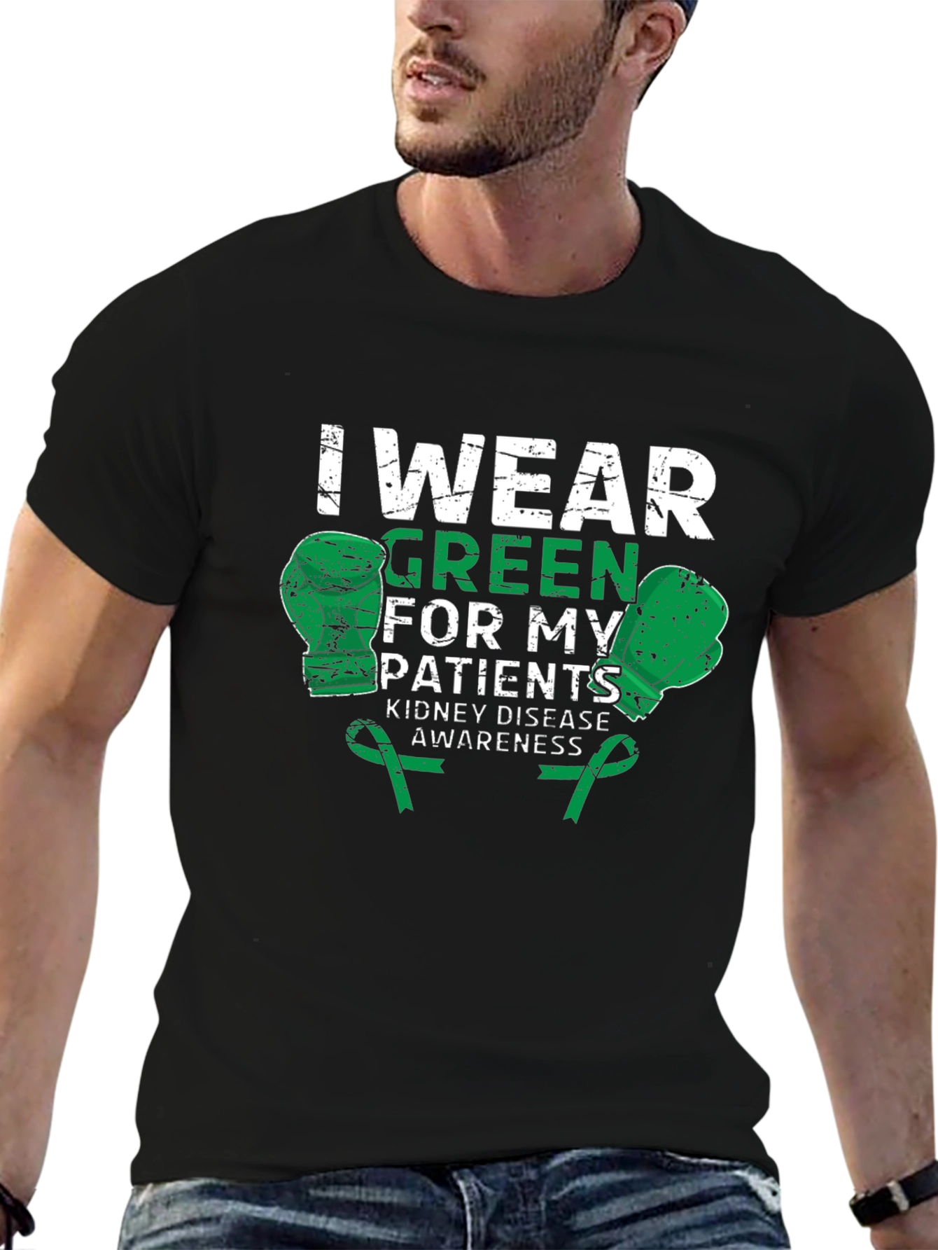 Kidney Disease Awareness Green Boxing Gloves T-Shirt