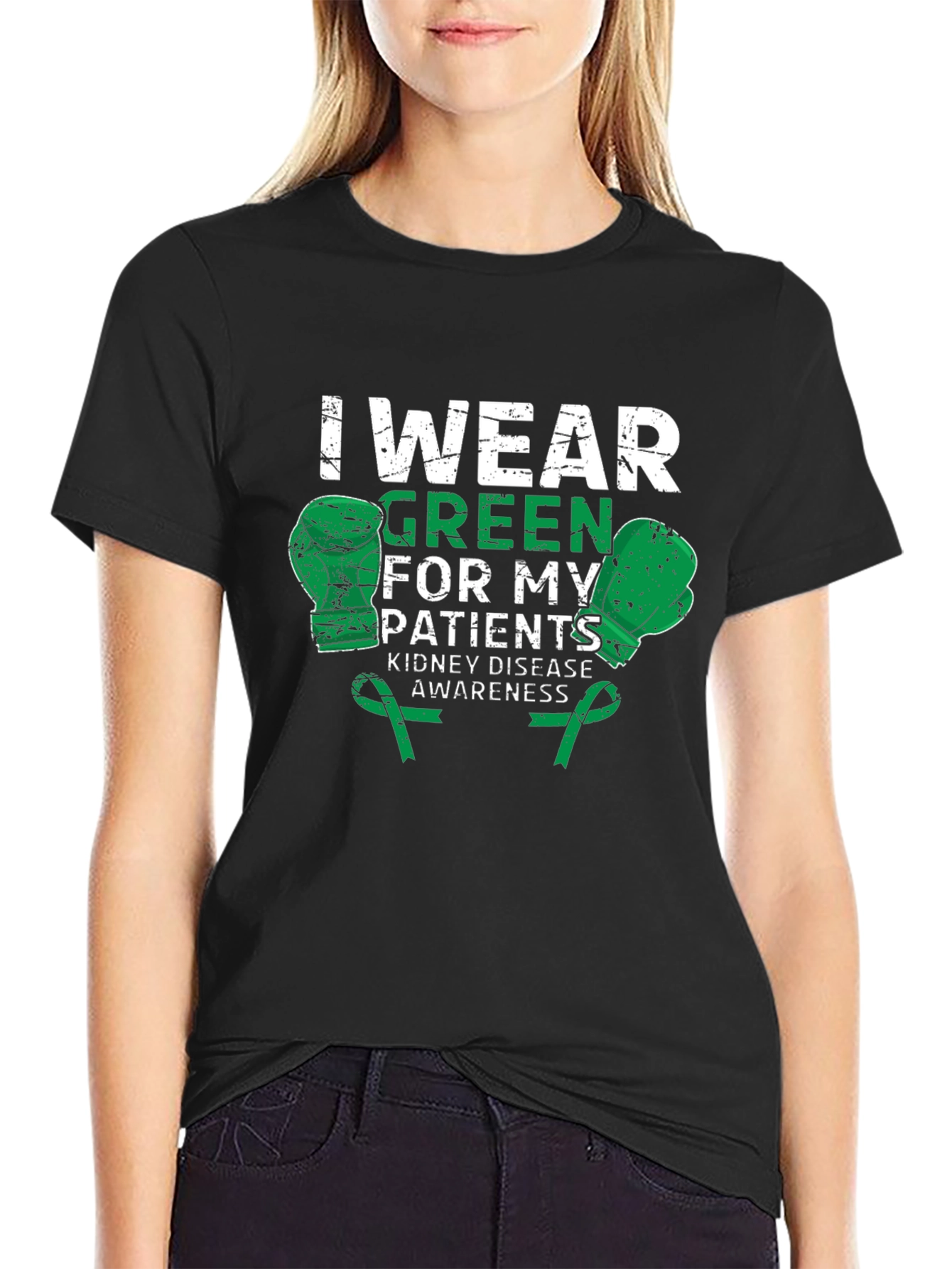 Kidney Disease Awareness Green Boxing Gloves T-Shirt