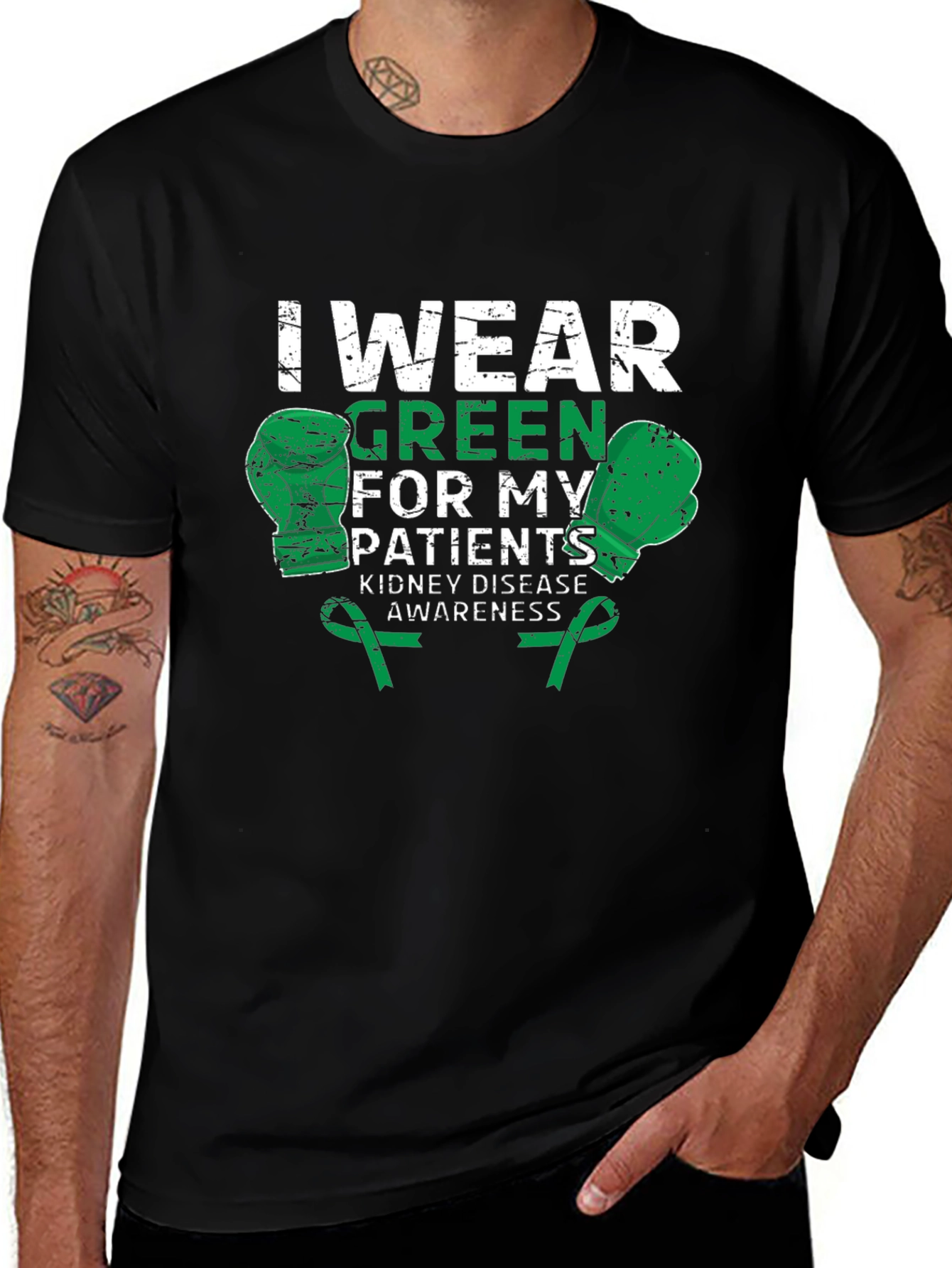Kidney Disease Awareness Green Boxing Gloves T-Shirt