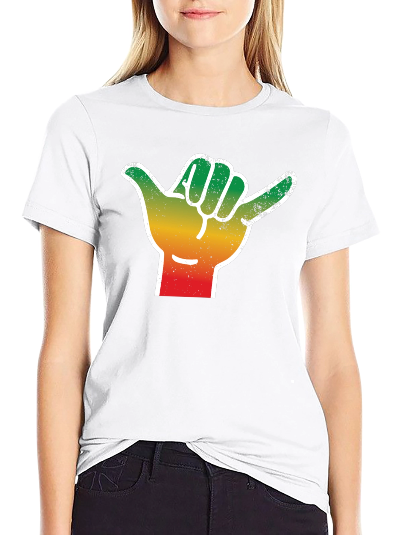 Rasta Shaka Hand Sign T-Shirt - Black