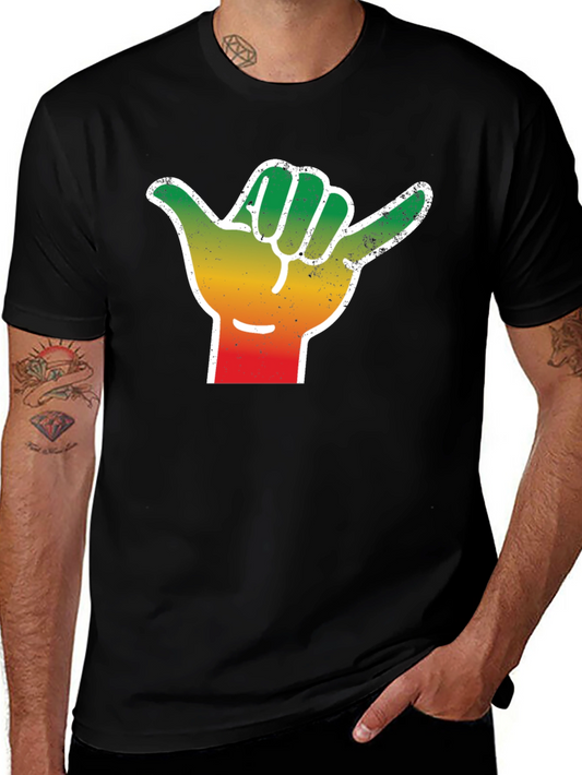 Rasta Shaka Hand Sign T-Shirt - Black