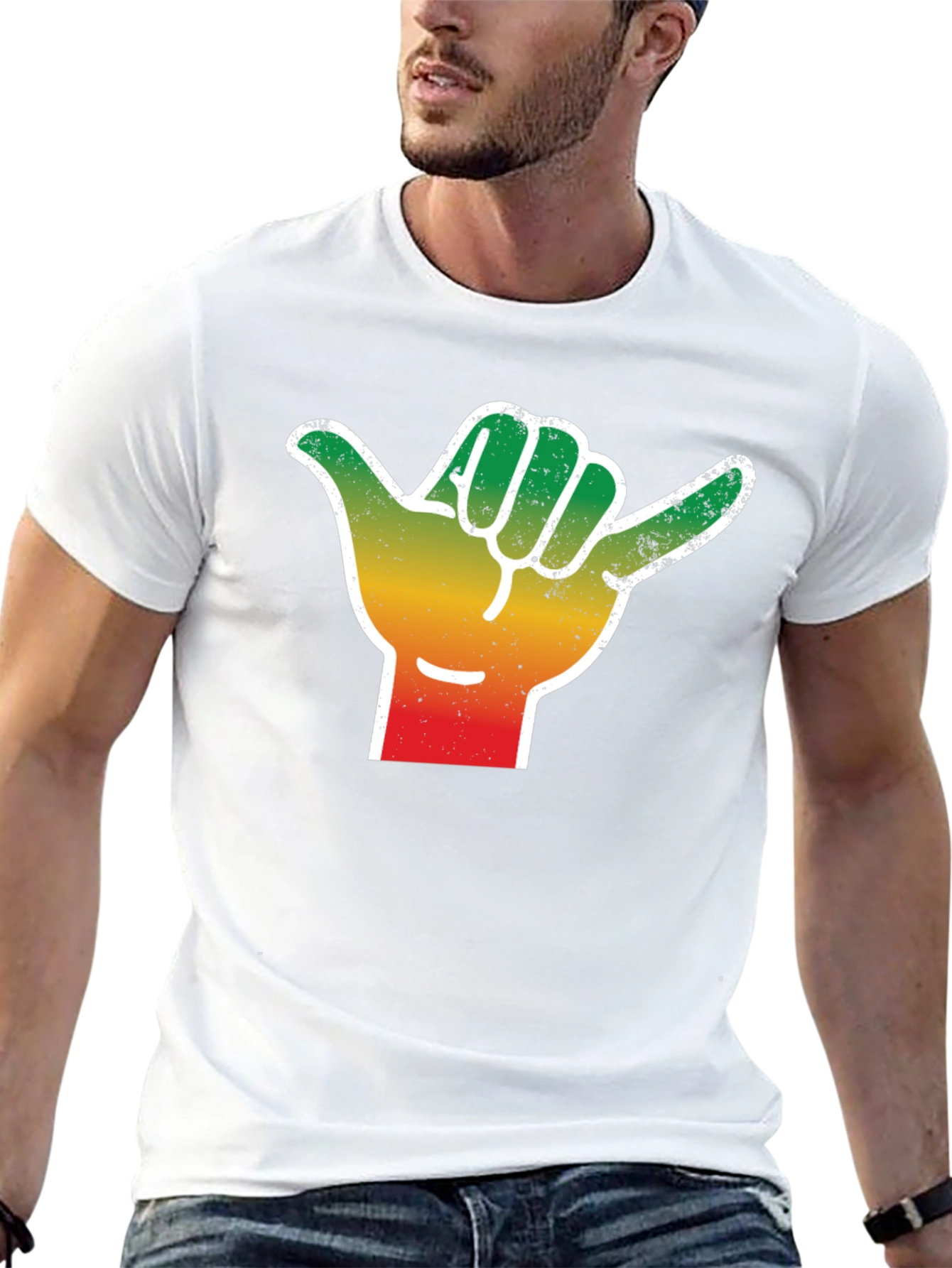 Rasta Shaka Hand Sign T-Shirt - Black