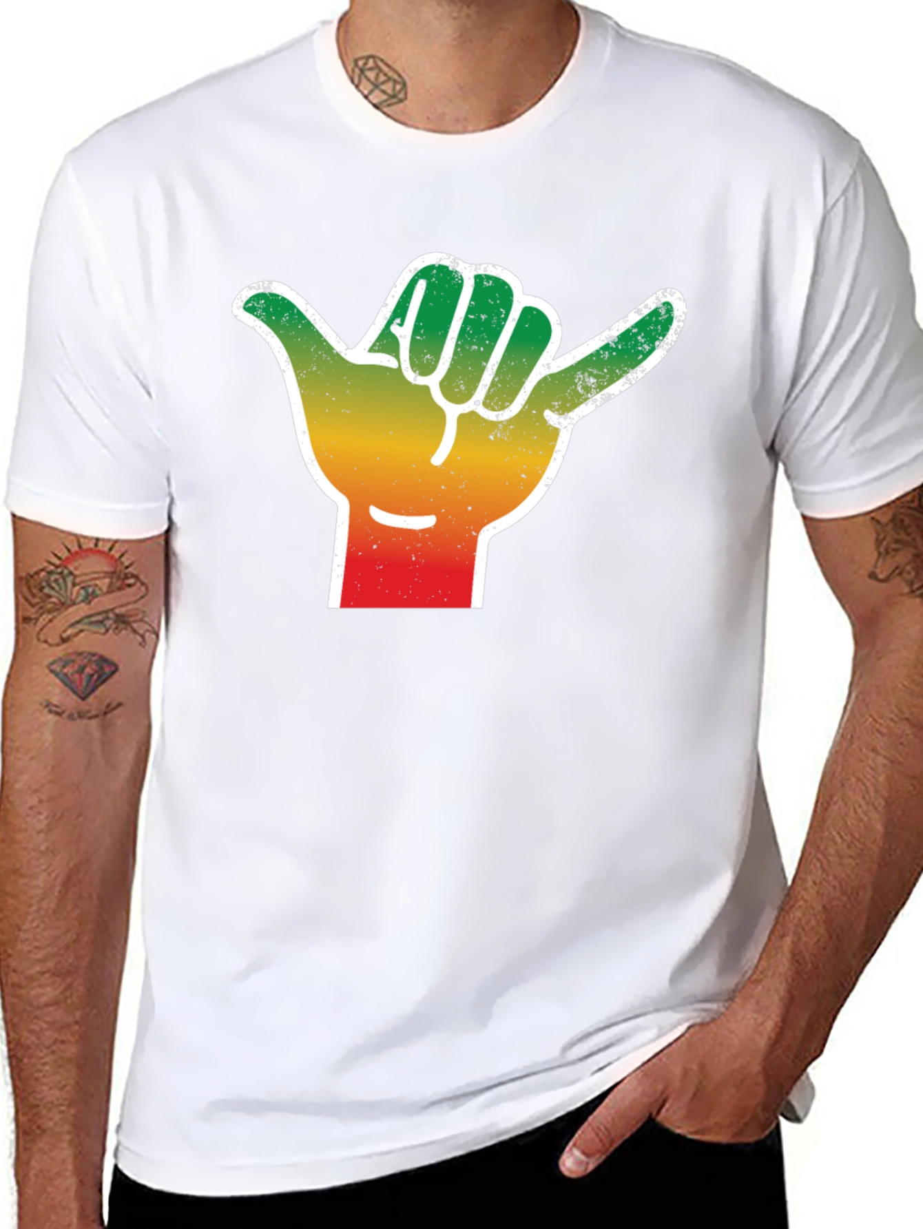 Rasta Shaka Hand Sign T-Shirt - Black