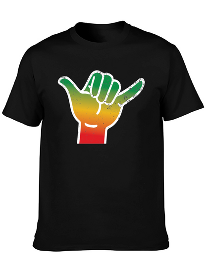 Rasta Shaka Hand Sign T-Shirt - Black