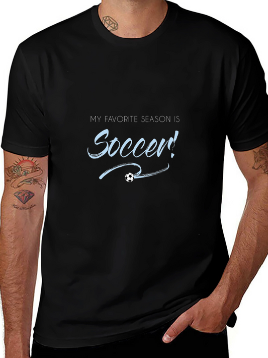 Soccer Season T-Shirt Black Cotton Tee