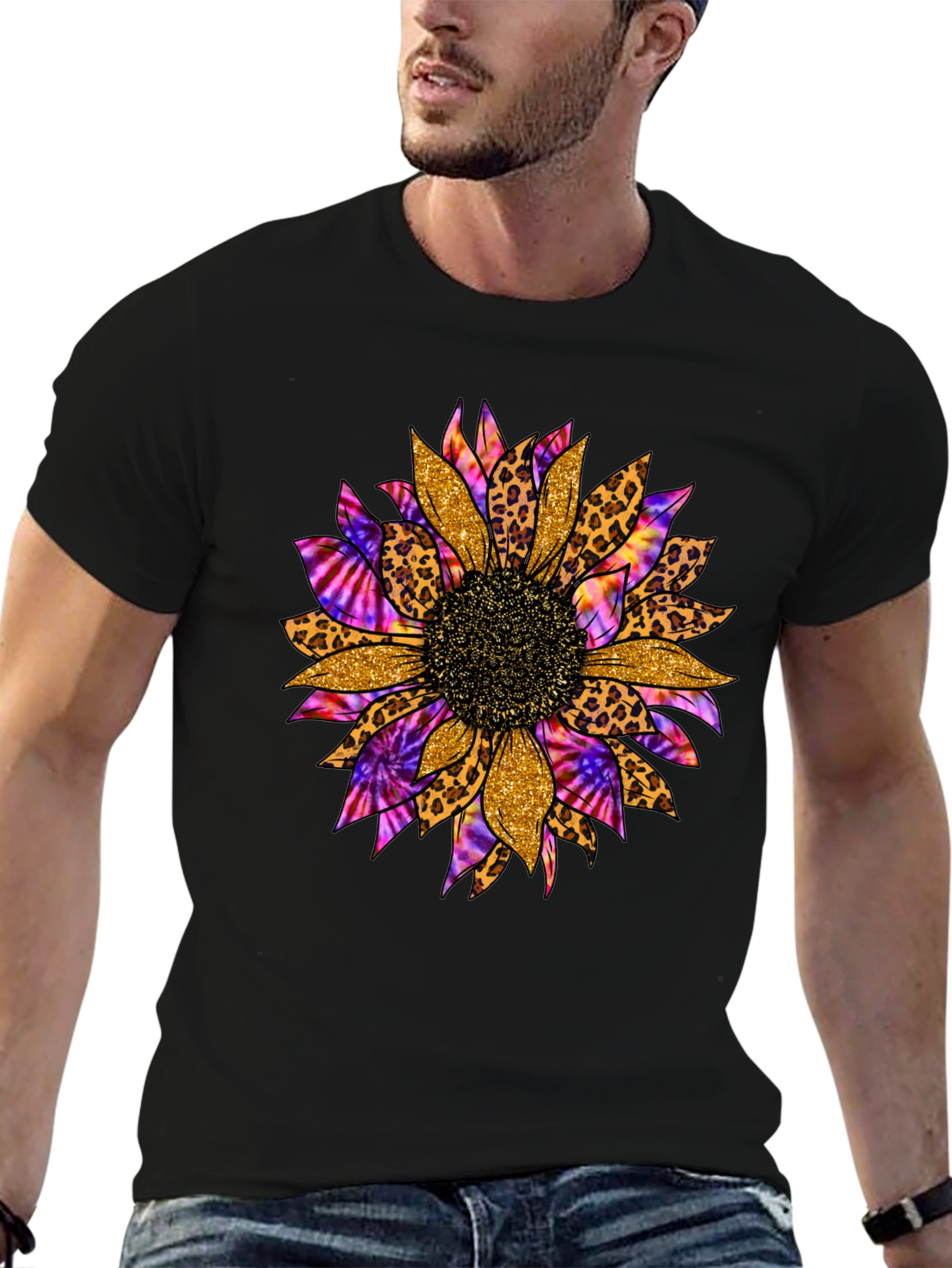 Sunflower Leopard Tie Dye Graphic Tee