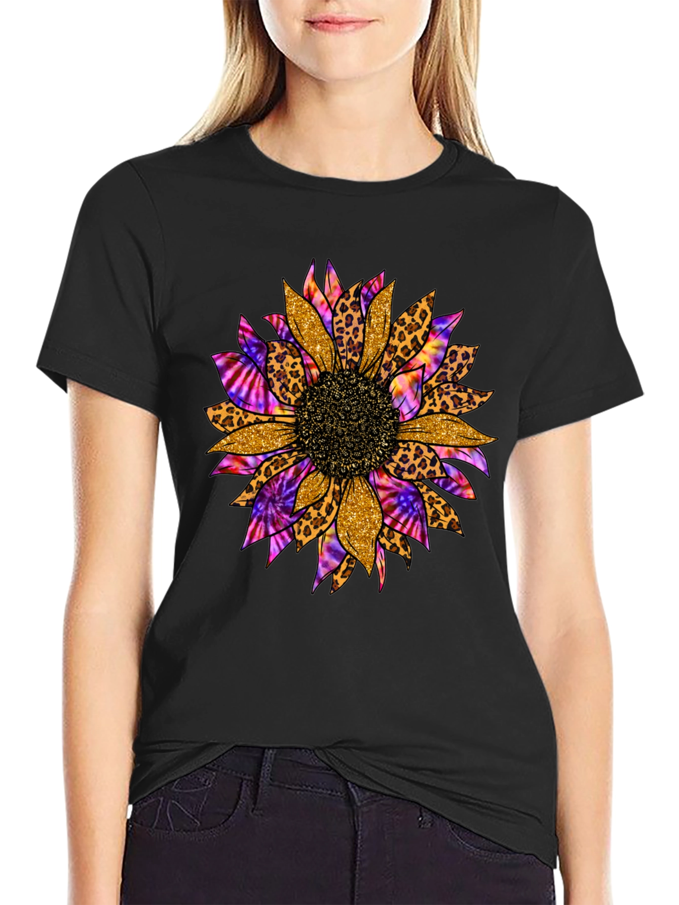 Sunflower Leopard Tie Dye Graphic Tee