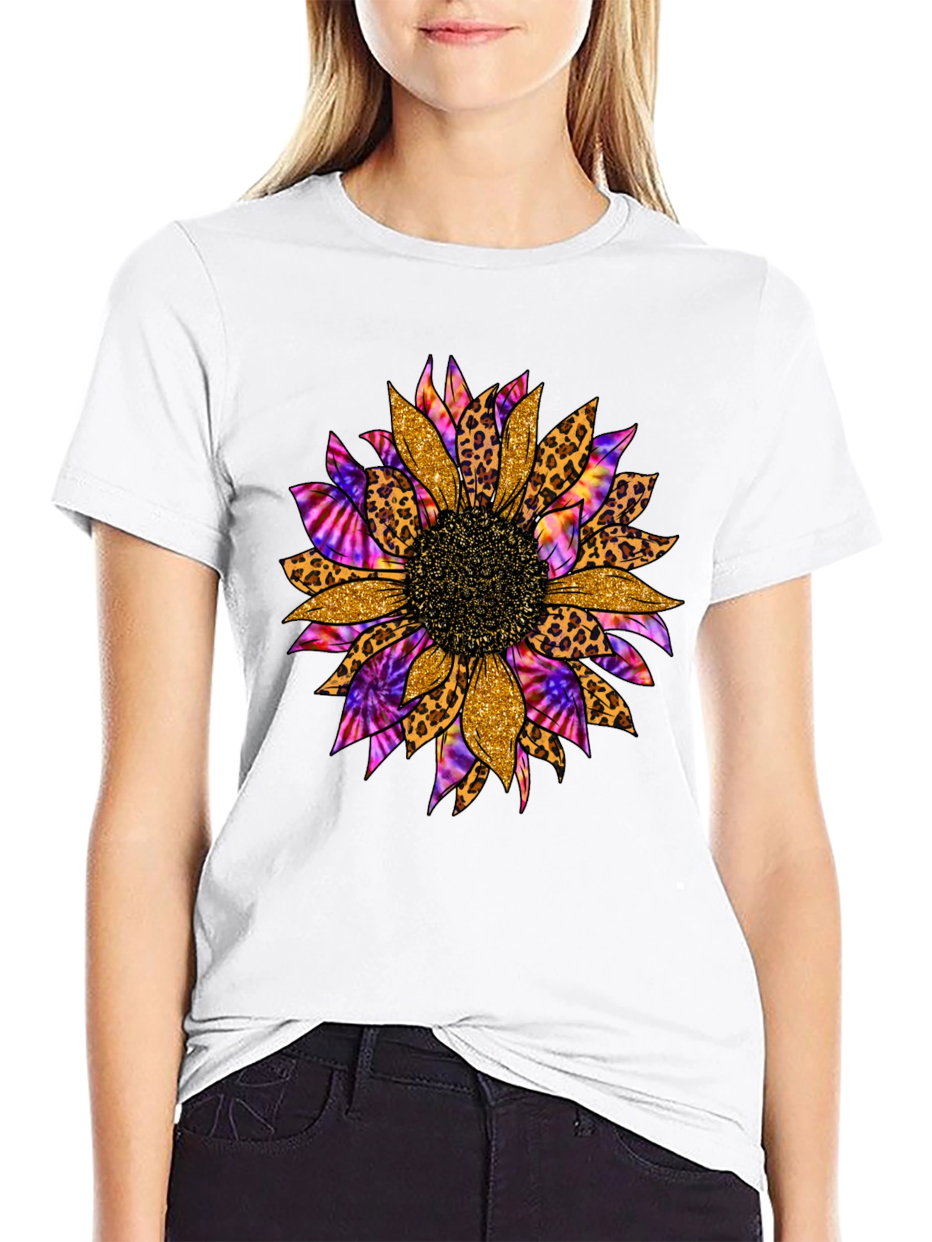 Sunflower Leopard Tie Dye Graphic Tee