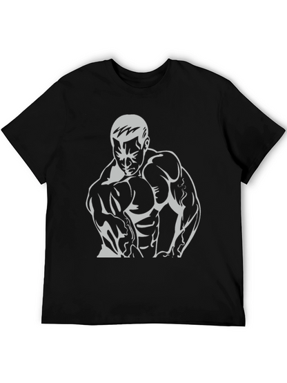 Bodybuilder Graphic Tee - Black Cotton Fitness Shirt