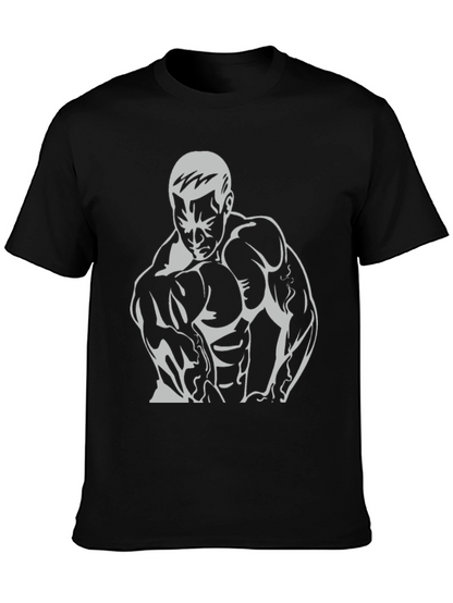 Bodybuilder Graphic Tee - Black Cotton Fitness Shirt