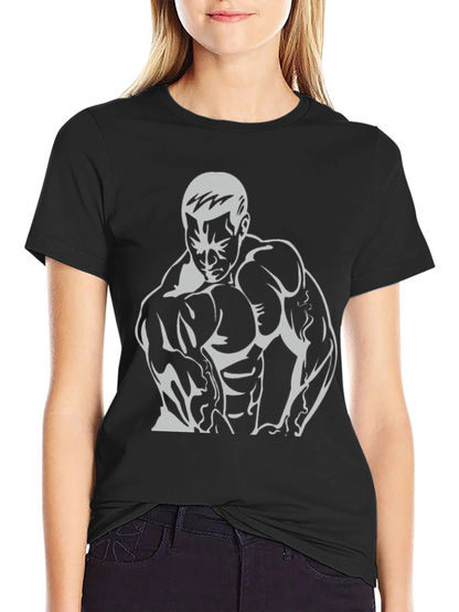 Bodybuilder Graphic Tee - Black Cotton Fitness Shirt