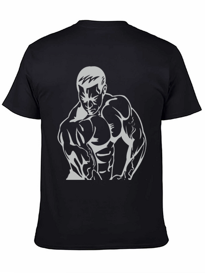 Bodybuilder Graphic Tee - Black Cotton Fitness Shirt