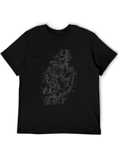 Cool Jazz Musician Graphic Tee - Black