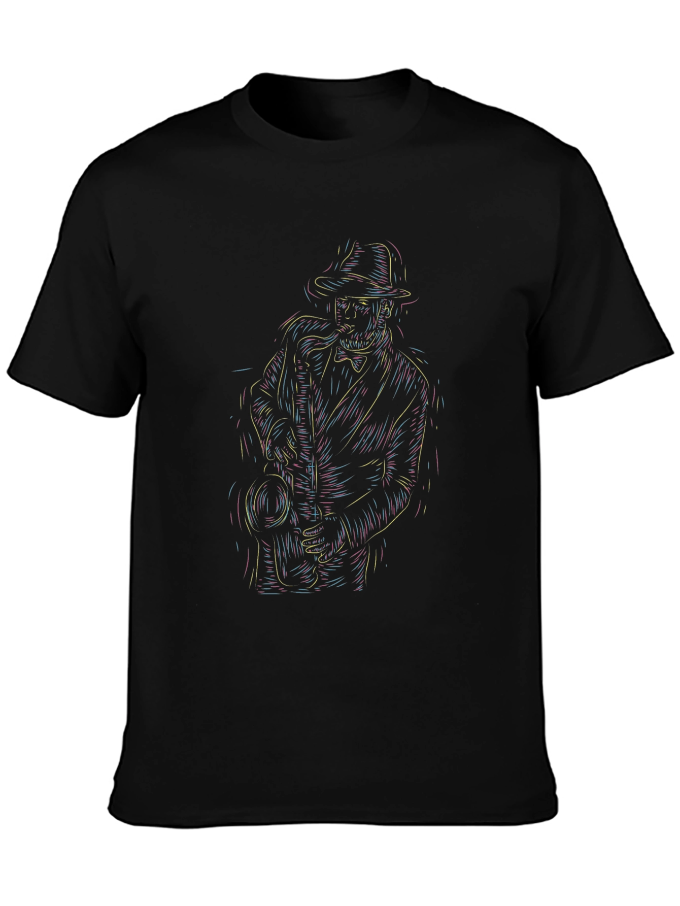 Cool Jazz Musician Graphic Tee - Black