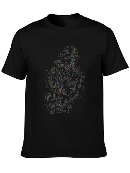Cool Jazz Musician Graphic Tee - Black