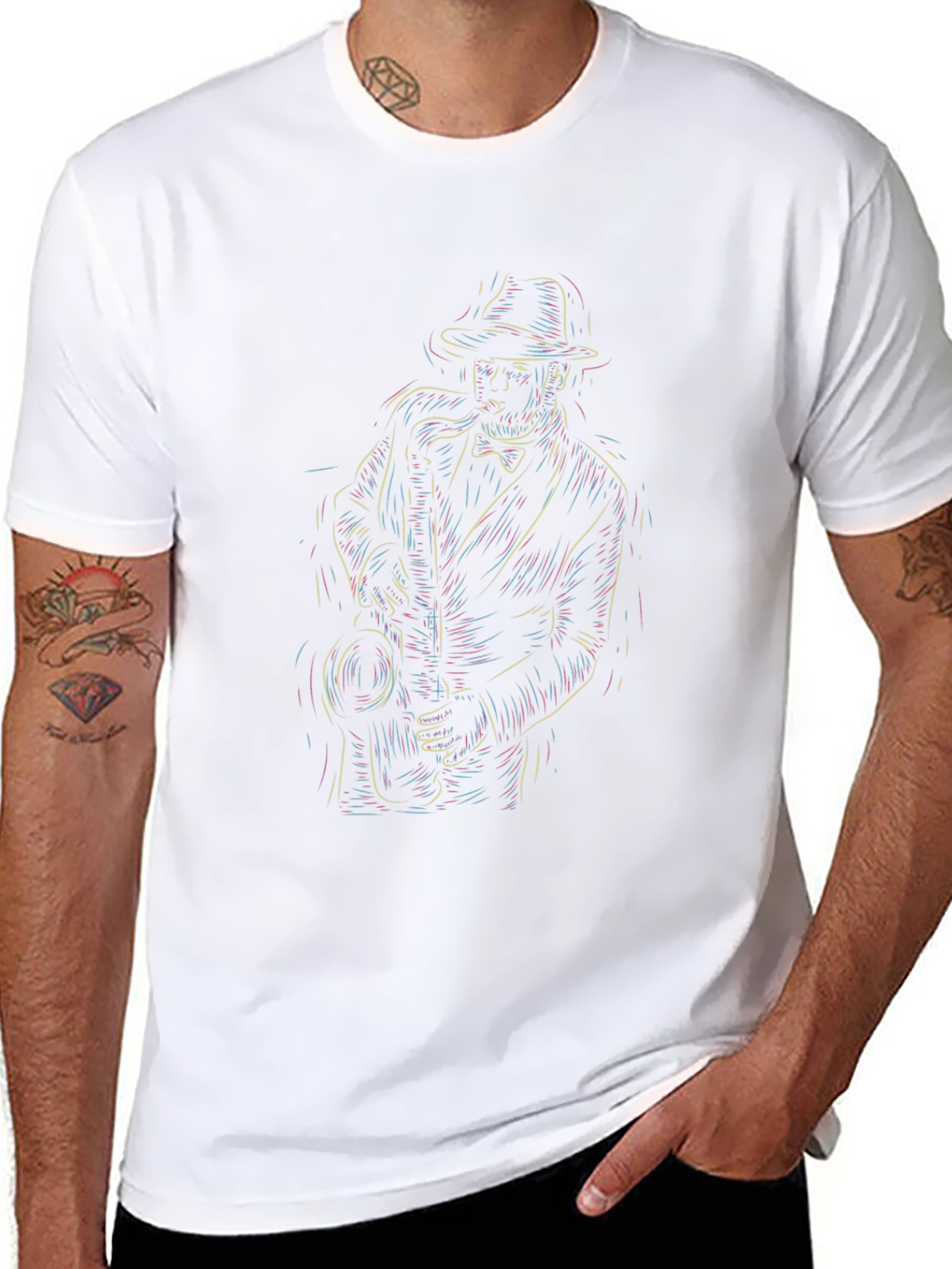 Cool Jazz Musician Graphic Tee - Black